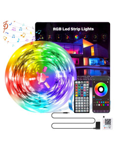 Tira LED RGB 50FT GANZQH con Control Remoto y APP