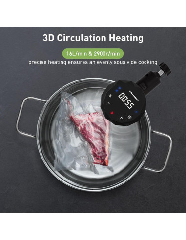 Máquina Sous Vide KitchenBoss G300PT Wifi 1100W Acero Inoxidable