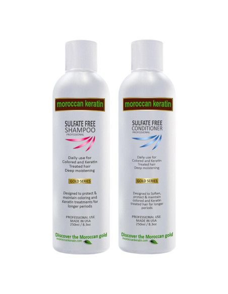 Juego de Champú y Acondicionador Sin Sulfatos Moroccan Keratin 250ml Juego de Champú y Acondicionador Sin Sulfatos Moroccan Keratin 250ml