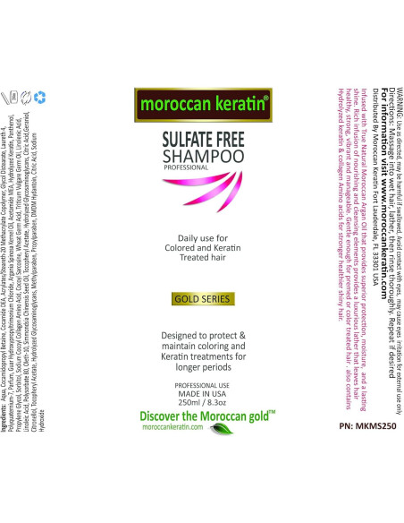 Juego de Champú y Acondicionador Sin Sulfatos Moroccan Keratin 250ml Juego de Champú y Acondicionador Sin Sulfatos Moroccan Keratin 250ml