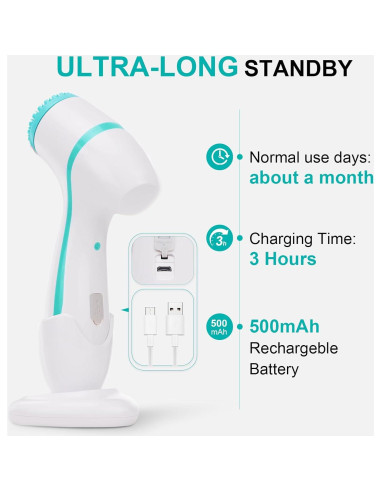 Cepillo Facial Eléctrico DotPet WL-8299, 3 en 1 Impermeable