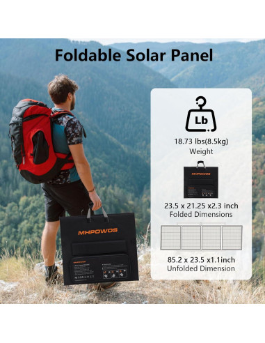 Panel Solar Portátil MHPOWOS 220W Plegable Impermeable IP67