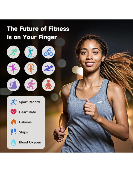 Anillo Inteligente WNRTSA Monitor de Salud Negro 8