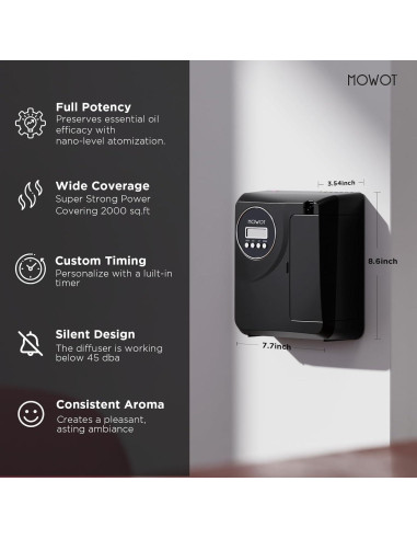 Difusor de Aceite Esencial MOWOT 200ml Bluetooth Sin Agua