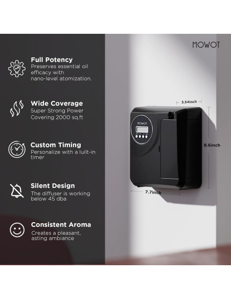 Difusor de Aceite Esencial MOWOT 200ml Bluetooth Sin Agua