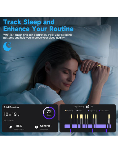Anillo Inteligente WNRTSA Monitor de Salud Negro 8