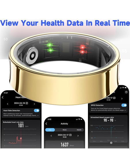 Anillo Inteligente WNRTSA Monitor de Salud Negro 8
