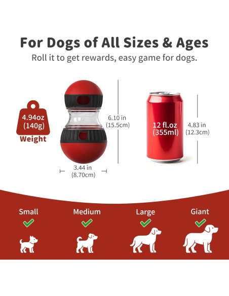 Juguete de rompecabezas para perros JoyBruko rojo, dispensador de golosinas Juguete de rompecabezas para perros JoyBruko rojo, dispensador de golosinas