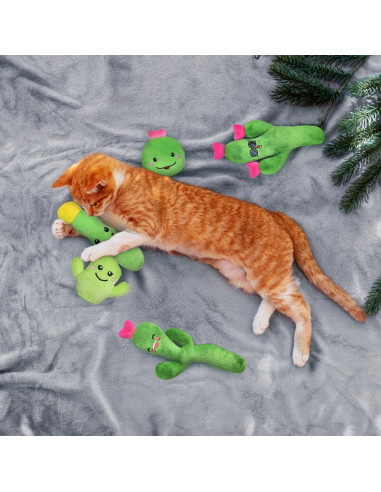 Paquete de 5 Juguetes para Gato con Hierba Gatera Cactus