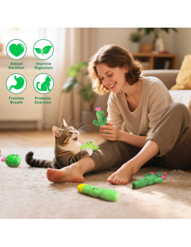 Paquete de 5 Juguetes para Gato con Hierba Gatera Cactus