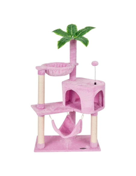 Árbol para Gatos KIYUMI Torre con Rascador y Hamaca Rosa