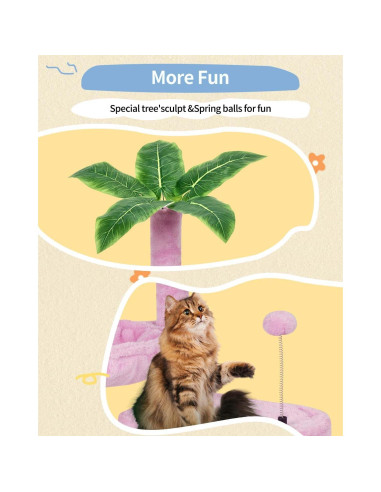 Árbol para Gatos KIYUMI Torre con Rascador y Hamaca Rosa