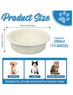 Cuenco de Cerámica Antiahogo PETVENTURE 16 cm para Perros y Gatos 2