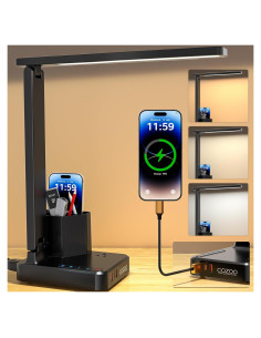 Lámpara de Escritorio LED COZOO 10W con 3 Puertos USB y AC