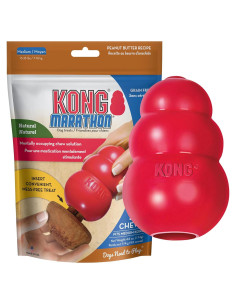 KONG Clásico Juguete Rellenable Mediano + Golosinas Mantequilla