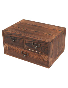 Organizador de Escritorio MyGift de Madera Oscura con 3 Cajones