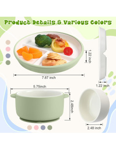 Domensi Platos y Cuencos de Porcelana Antideslizantes para Niños 2