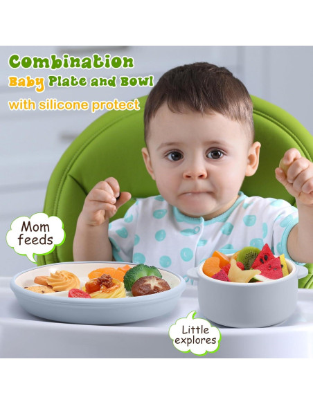 Domensi Platos y Cuencos de Porcelana Antideslizantes para Niños