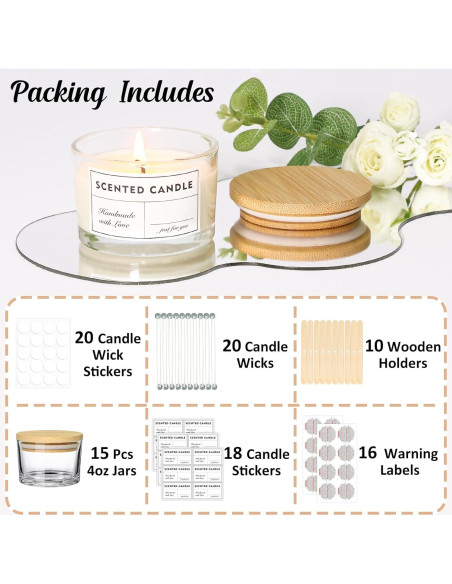 Frascos de vidrio para velas SUPMIND 4oz - Paquete de 15