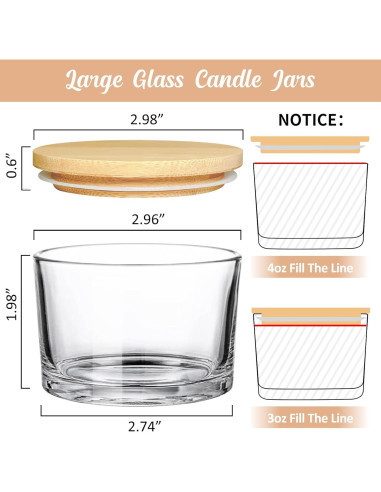 Frascos de vidrio para velas SUPMIND 4oz - Paquete de 15