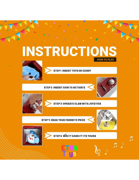 Máquina de Garras Electrónica Etna 4093 con Sonido y 30 Fichas