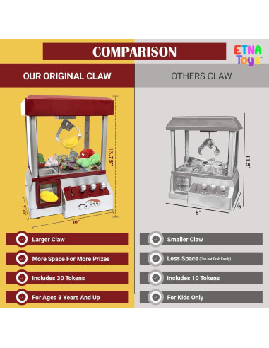 Máquina de Garras Electrónica Etna 4093 con Sonido y 30 Fichas