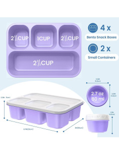 Contenedores de Snack Bento Yumuk 4 Compartimentos 1300ml 2