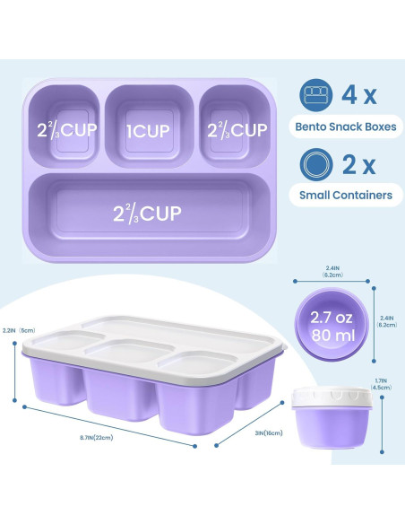 Contenedores de Snack Bento Yumuk 4 Compartimentos 1300ml Contenedores de Snack Bento Yumuk 4 Compartimentos 1300ml