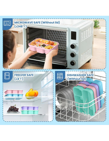 Contenedores de Snack Bento Yumuk 4 Compartimentos 1300ml