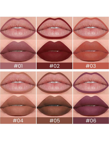 Set 6 Lápices Delineadores de Labios evpct - Mate y Cremoso