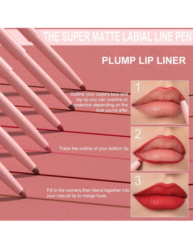 Set 6 Lápices Delineadores de Labios evpct - Mate y Cremoso