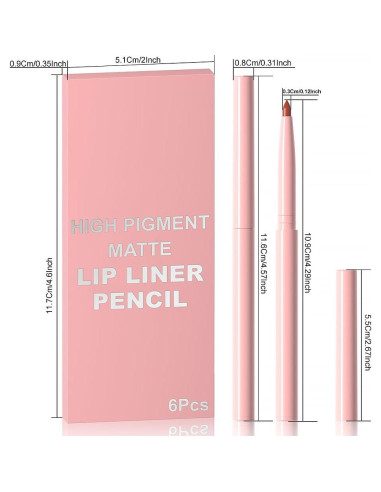 Set 6 Lápices Delineadores de Labios evpct - Mate y Cremoso