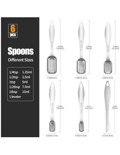 Juego de Cucharas Medidoras Acero Inoxidable Doosu 6 Piezas 2