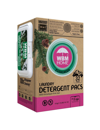 Bolsas de detergente hipoalergénicas WBM 32 unidades aroma a pino