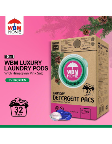 Bolsas de detergente hipoalergénicas WBM 32 unidades aroma a pino