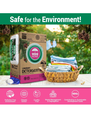 Bolsas de detergente hipoalergénicas WBM 32 unidades aroma a pino