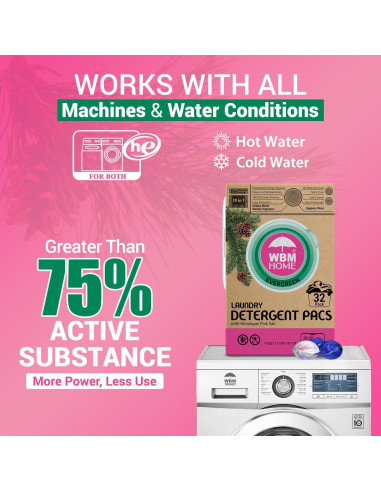 Bolsas de detergente hipoalergénicas WBM 32 unidades aroma a pino
