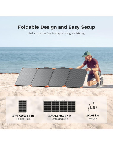 Panel Solar Portátil 200W ZOUPW Plegable IP68 23.5% Eficiencia