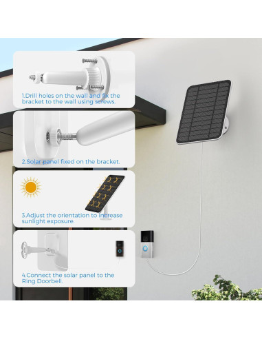 Panel Solar 5W Baaletc IP66 para Timbre Ring 2/3/4