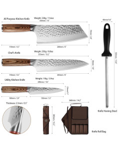 Juego de 5 cuchillos de chef KOFERY acero inoxidable 33 cm 2