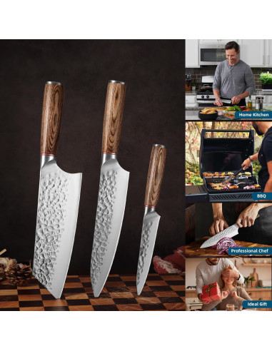 Juego de 5 cuchillos de chef KOFERY acero inoxidable 33 cm