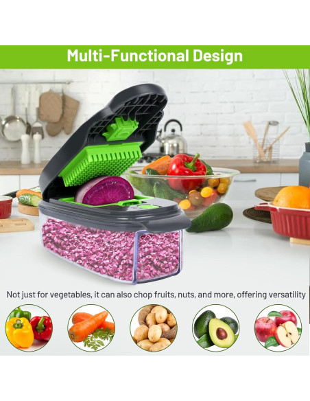 Picador de Verduras Manual AISHUJIE 2 en 1 Acero Inoxidable Picador de Verduras Manual AISHUJIE 2 en 1 Acero Inoxidable