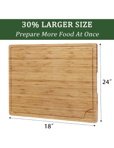 Tabla de Cortar Grande de Bambú GAOMON 61x46 cm con Canal de Jugo 2