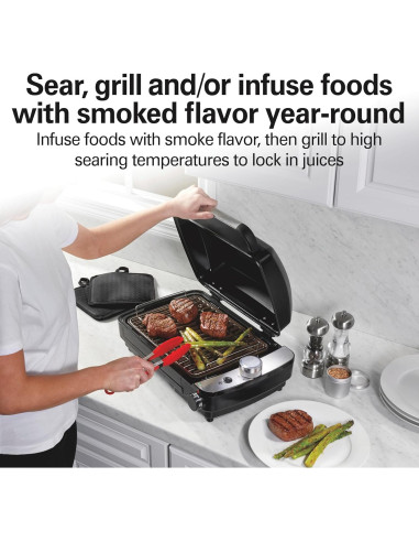 Parrilla Eléctrica Interior Hamilton Beach 25375 con Infusor de Humo