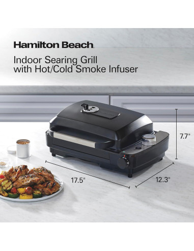 Parrilla Eléctrica Interior Hamilton Beach 25375 con Infusor de Humo