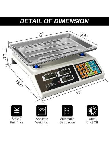 Balanza Digital Comercial YIFOR 40kg Acero Inoxidable LCD