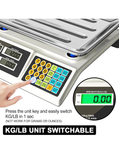 Balanza Digital Comercial YIFOR 40kg Acero Inoxidable LCD