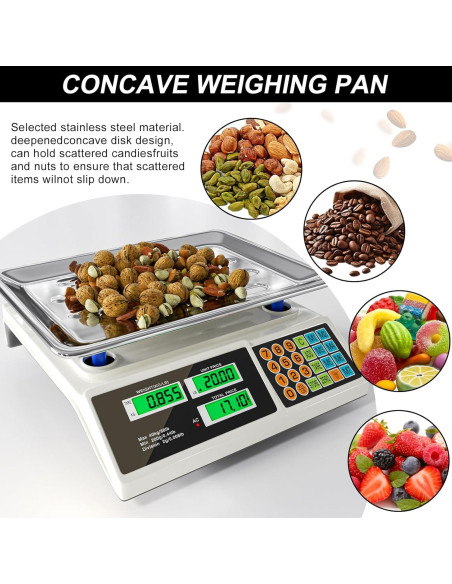 Balanza Digital Comercial YIFOR 40kg Acero Inoxidable LCD