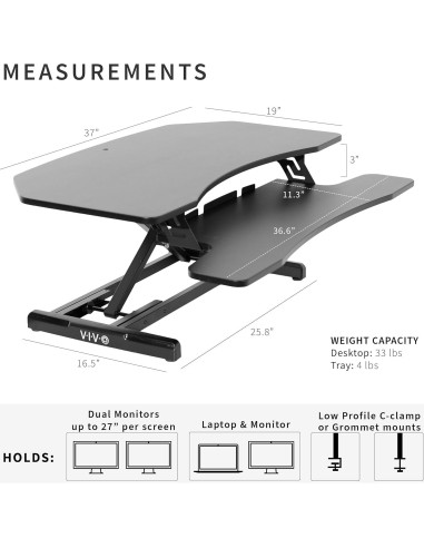 Escritorio Esquinero Ajustable VIVO DESK-V037MC 94x48 cm
