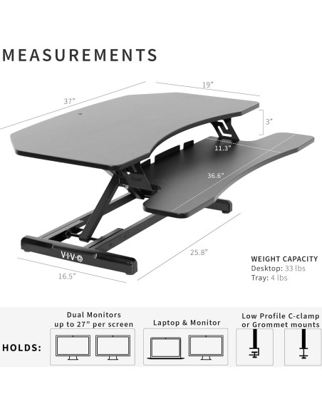 Escritorio Esquinero Ajustable VIVO DESK-V037MC 94x48 cm